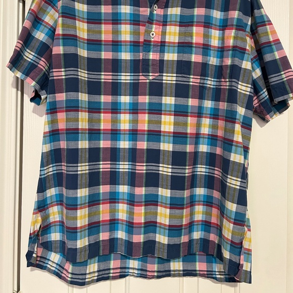 chubbies The Nutter Pink/Blue Plaid Short Sleeve Popover Shirt Size L - Picture 2 of 4